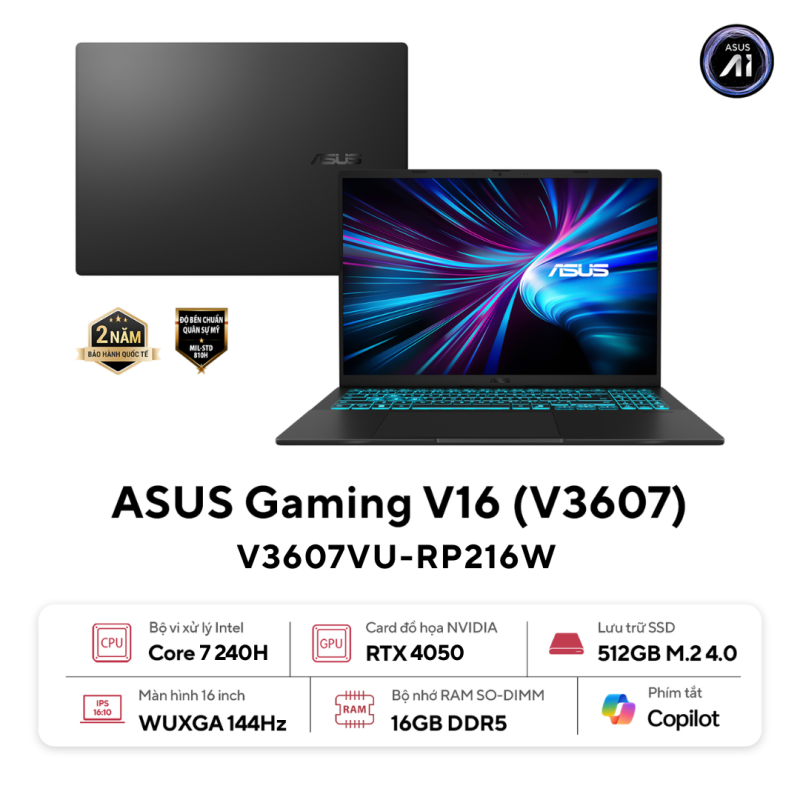 Asus Gaming V16 - laptop gaming mỏng nhẹ, mạnh mẽ