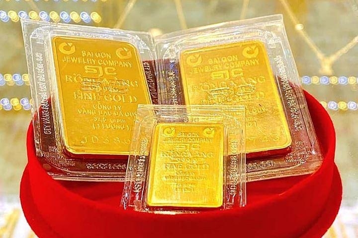 Vàng miếng rớt giá mạnh